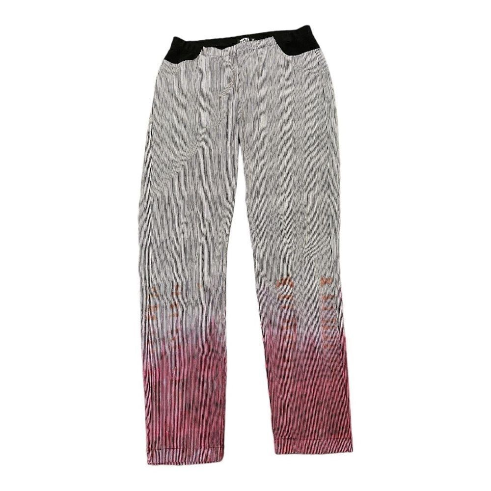 ART OF CLOTH Women's Striped Ombre Slim Leg Trouser Pants Black/Red Size Medium